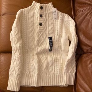GAP Boys Size L (10-11) Off White Cable Knit Sweater